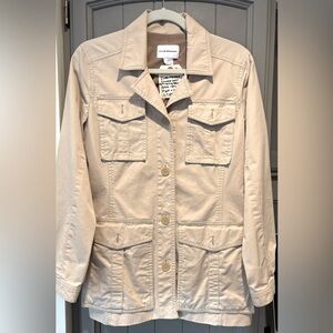 Club Monaco Tan Utility Coat, Small, patch pockets, cotton w/slight stretch